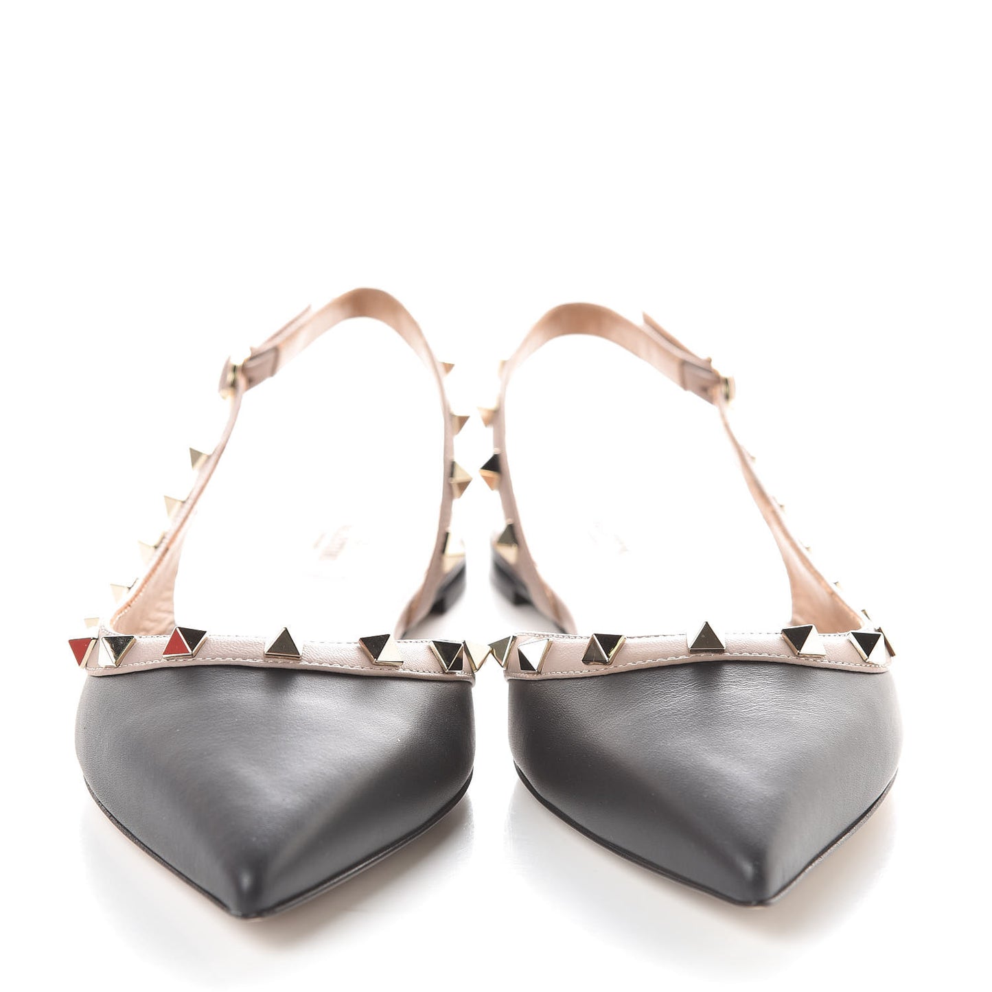 Nappa Rockstud Slingback Flats 39 Black Poudre