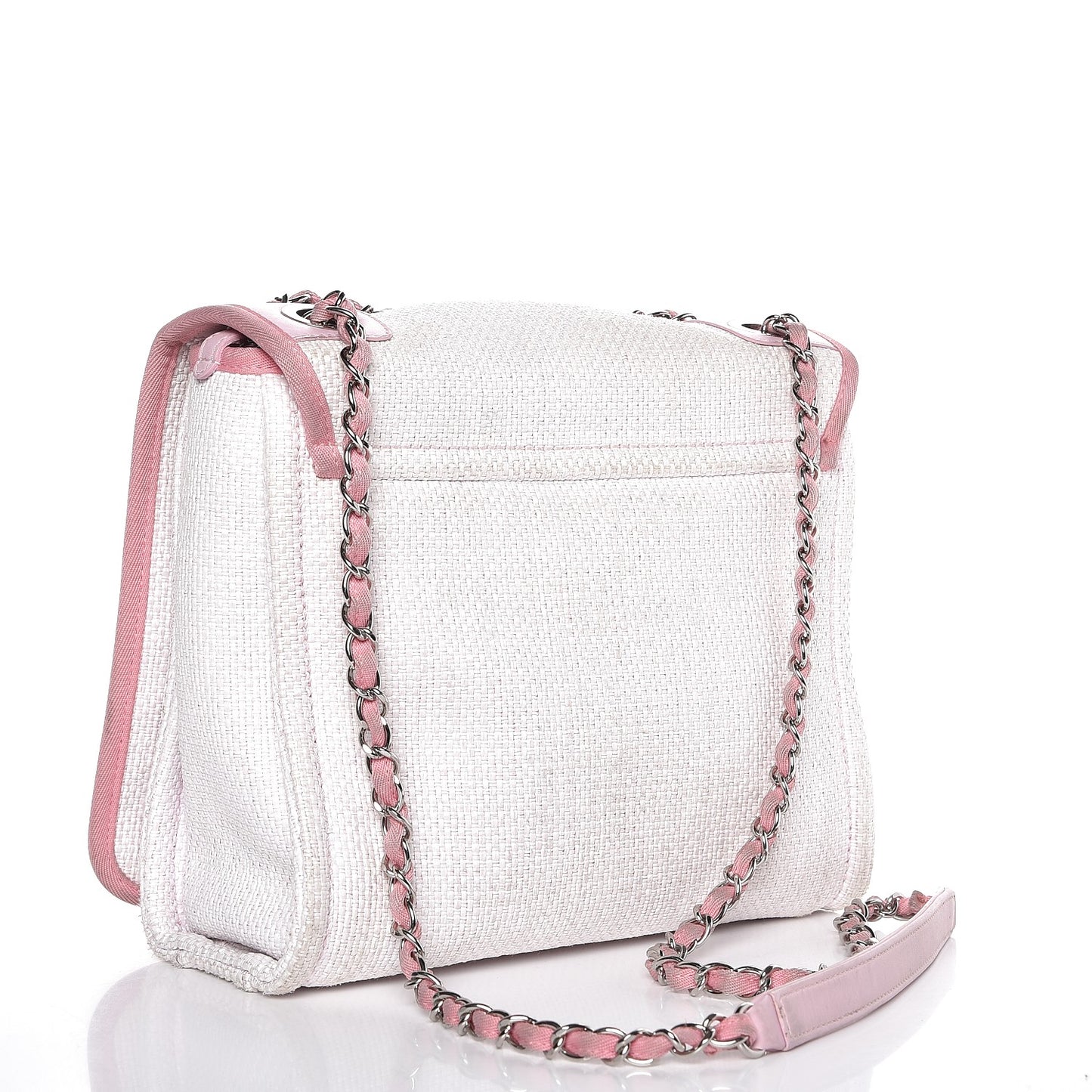 Woven Straw Raffia Small Deauville Messenger Light Pink