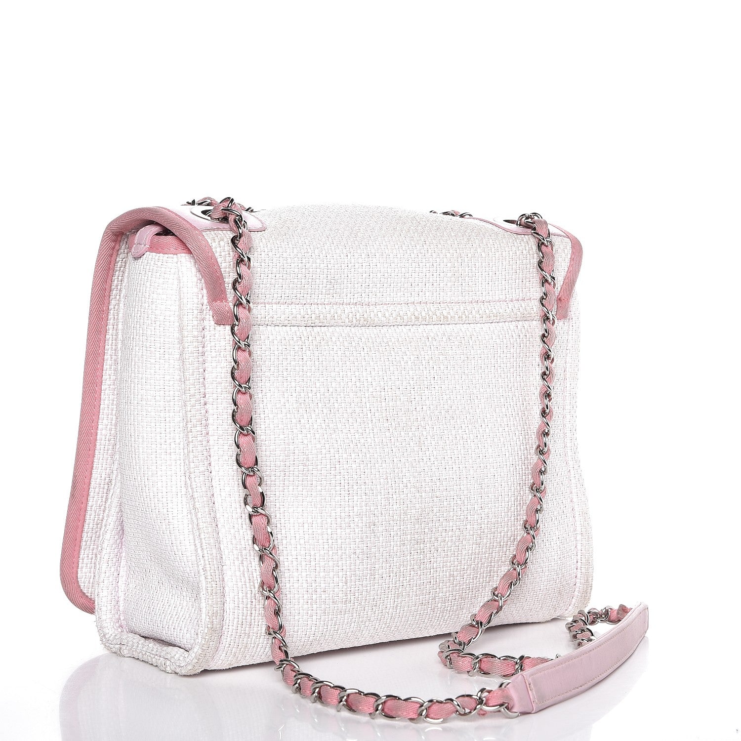 Chanel Woven Straw Raffia Small Deauville Messenger Light Pink 3 of 17