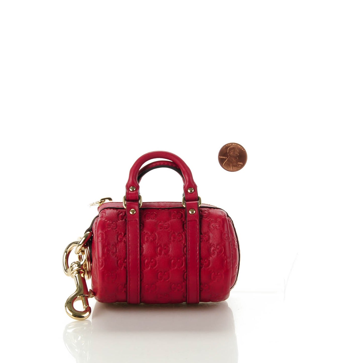 Guccissima Mini Boston Bag Charm Raspberry Red
