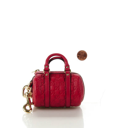 Gucci Guccissima Mini Boston Bag Charm Raspberry Red 2 of 8
