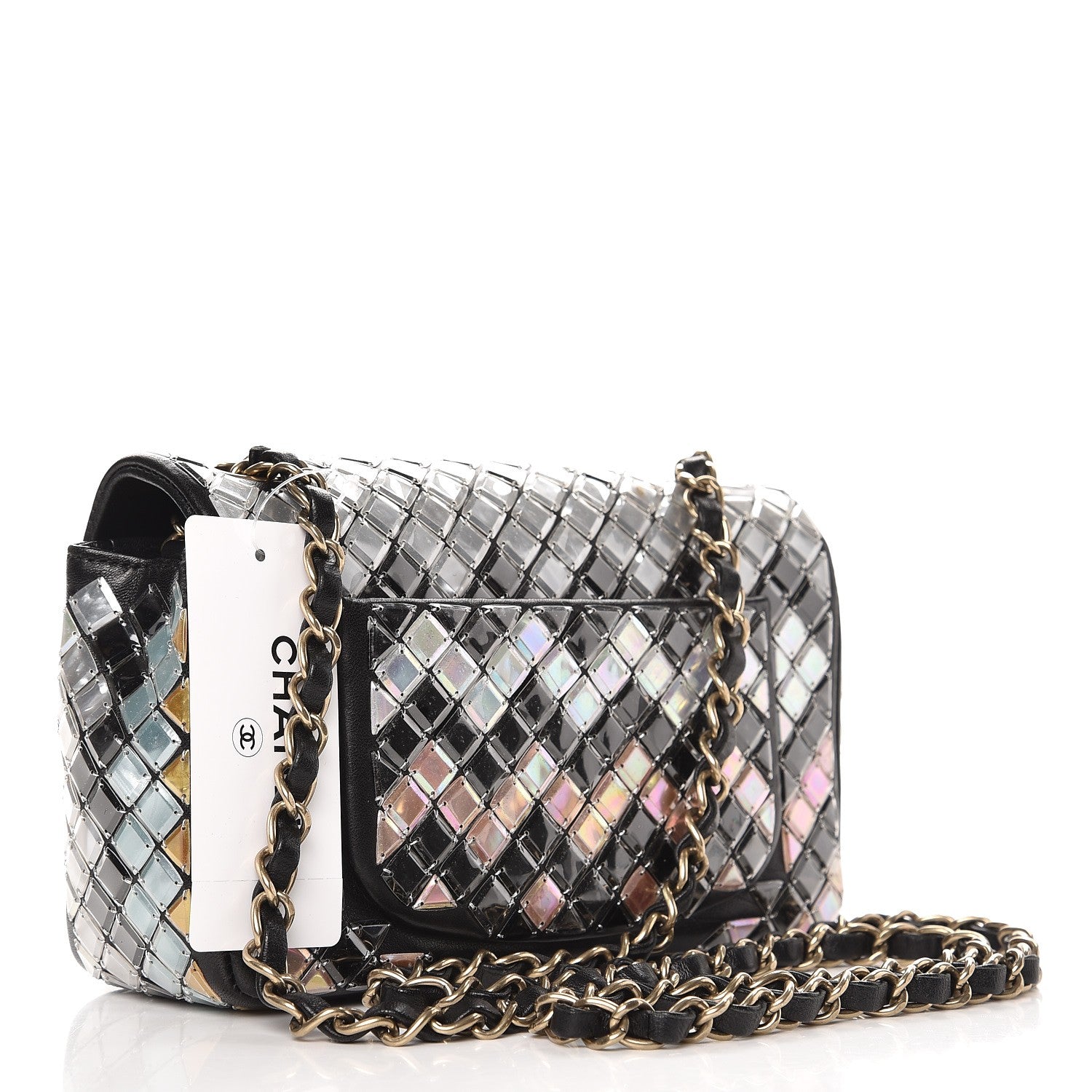 Chanel Lambskin Mosaic Small Flap Black Gold Light Blue 3 of 8