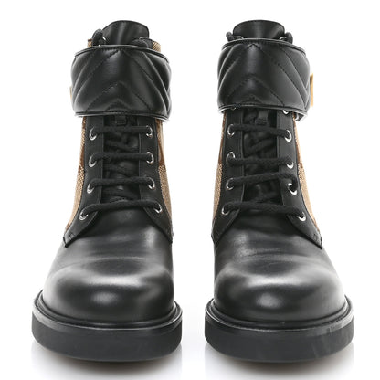 Gucci Flores Calfskin Monogram Maxi GG Nappa Matelasse Double G 40mm Ankle Boots 40.5 Black Camel Ebony 3 of 8
