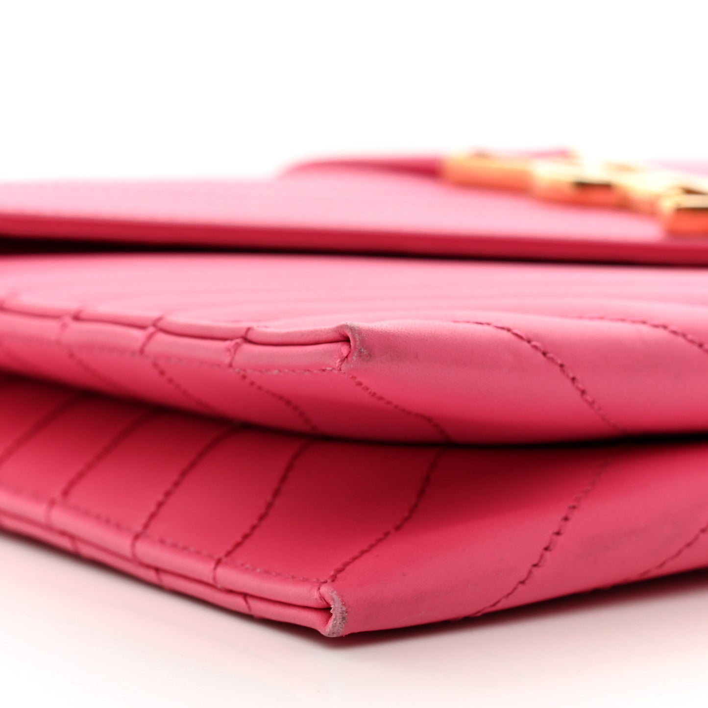 Calfskin Monogram Chevron Shoulder Bag Fuchsia