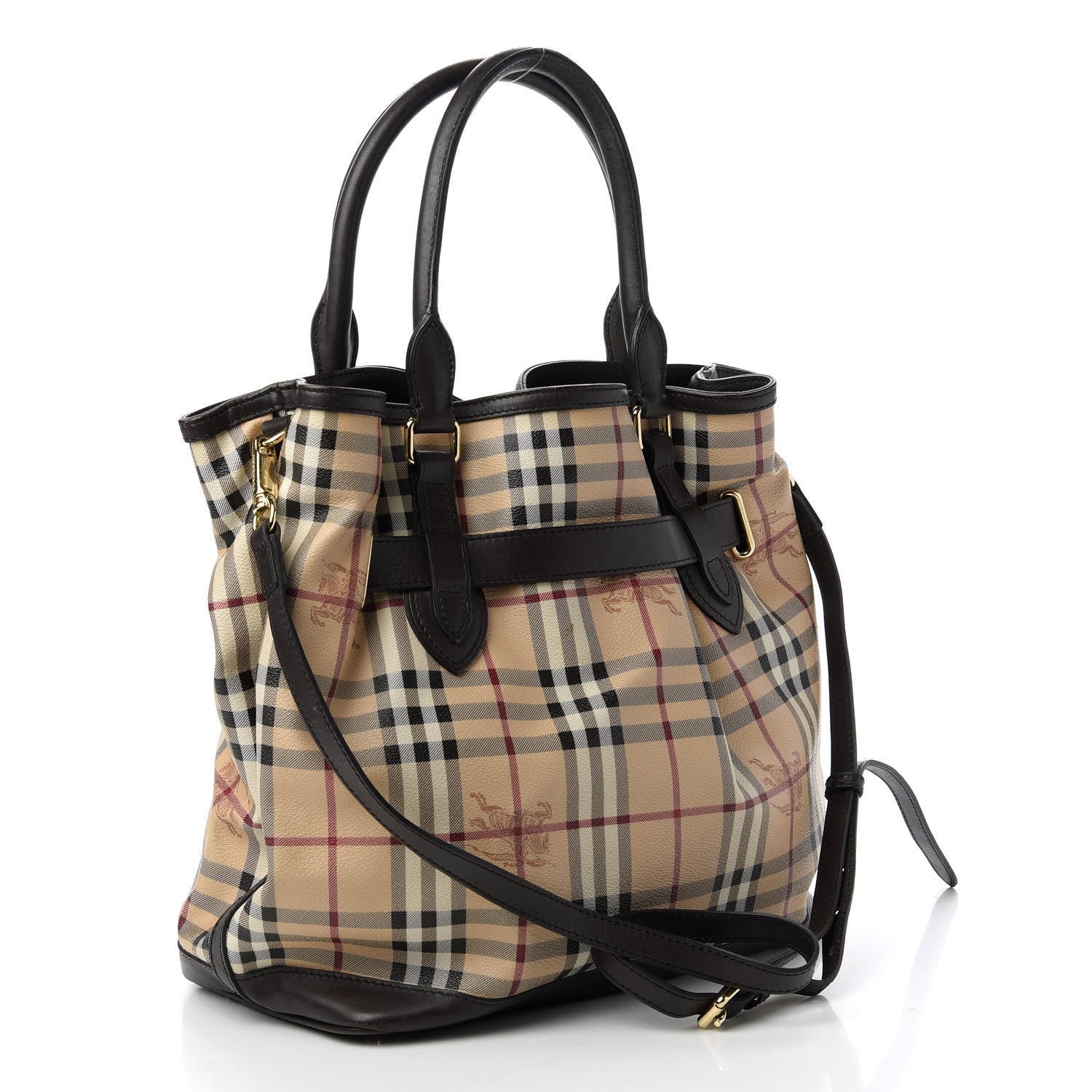 Burberry Haymarket Check Medium Golderton Tote Chocolate 3 of 14