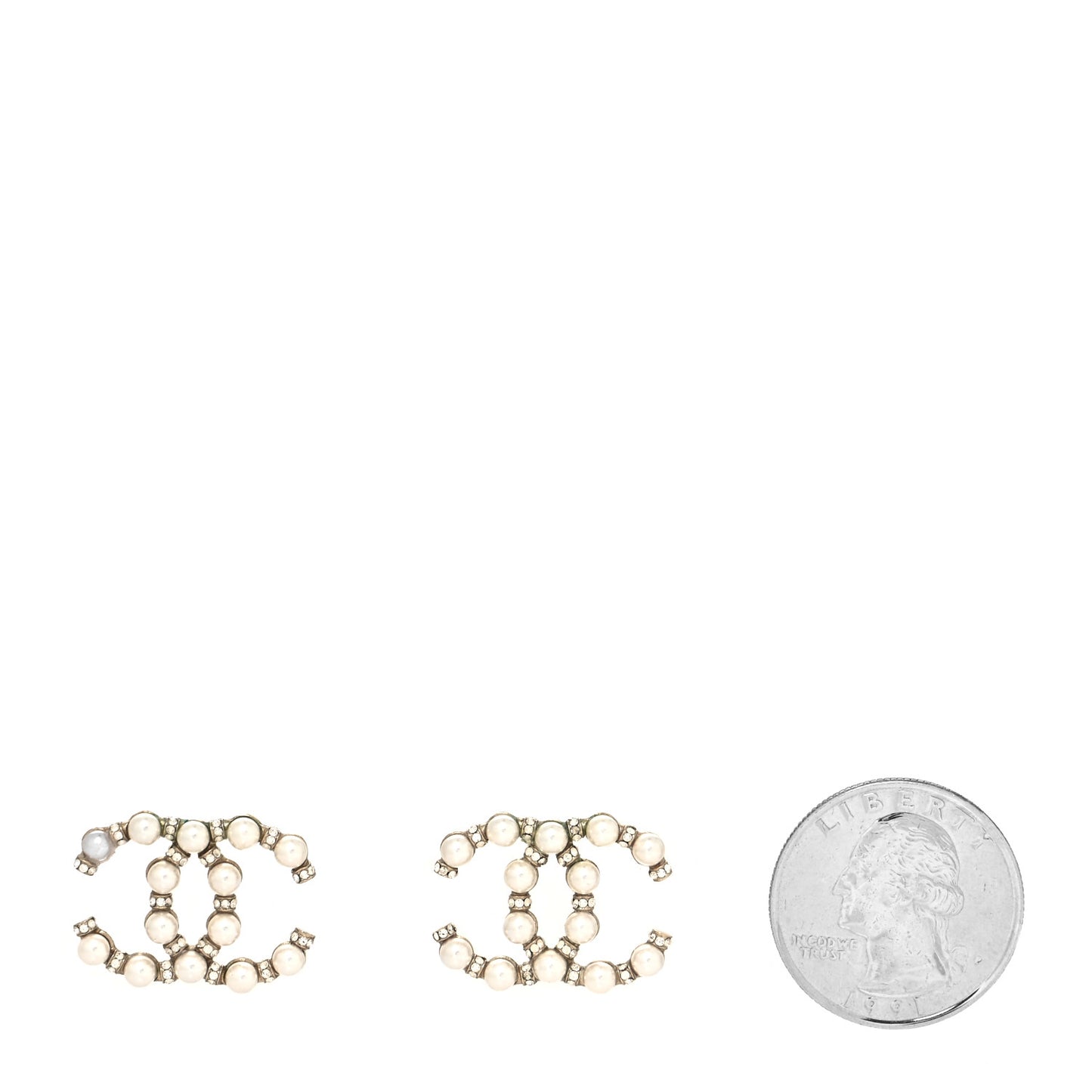 Pearl Crystal Nefertiti CC Earrings Gold