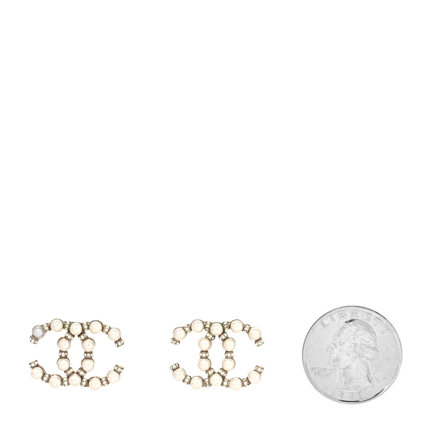 Chanel Pearl Crystal Nefertiti CC Earrings Gold 2 of 5
