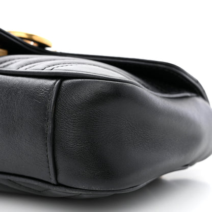 Gucci Calfskin Matelasse Mini GG Marmont Shoulder Bag Black 10 of 11