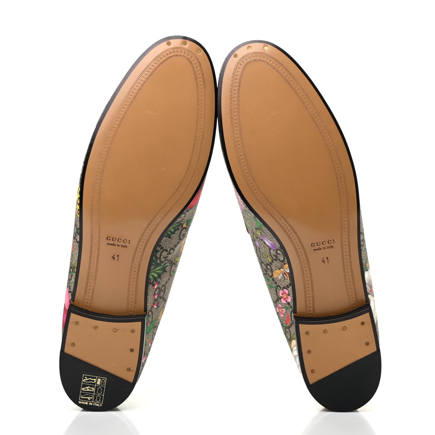 Gucci Canvas GG Monogram Flora Horsebit Womens Jordaan Loafers 41 Beige Ebony Multicolor Red 5 of 8