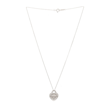 Tiffany Sterling Silver Enamel Small Return to Tiffany Heart Pendant Necklace Blue 3 of 7