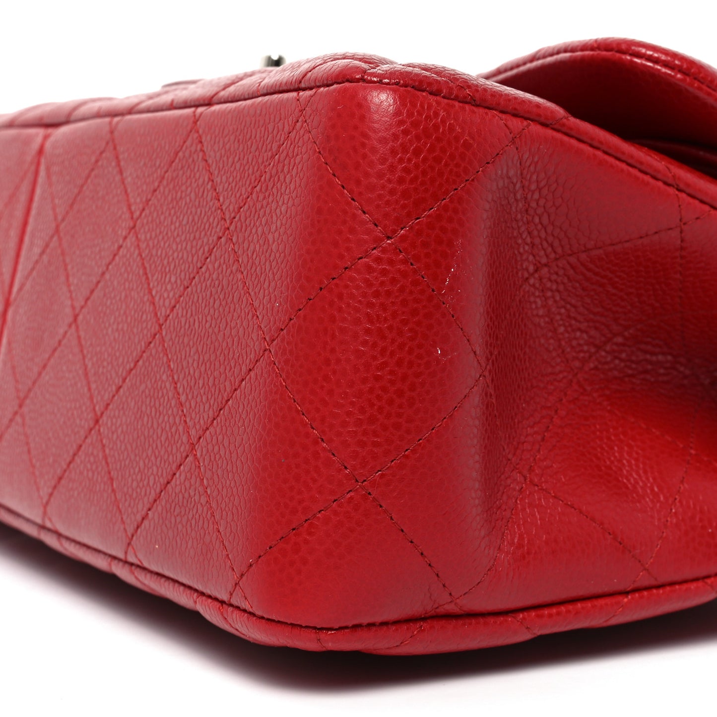 Caviar Quilted Jumbo Double Flap Red