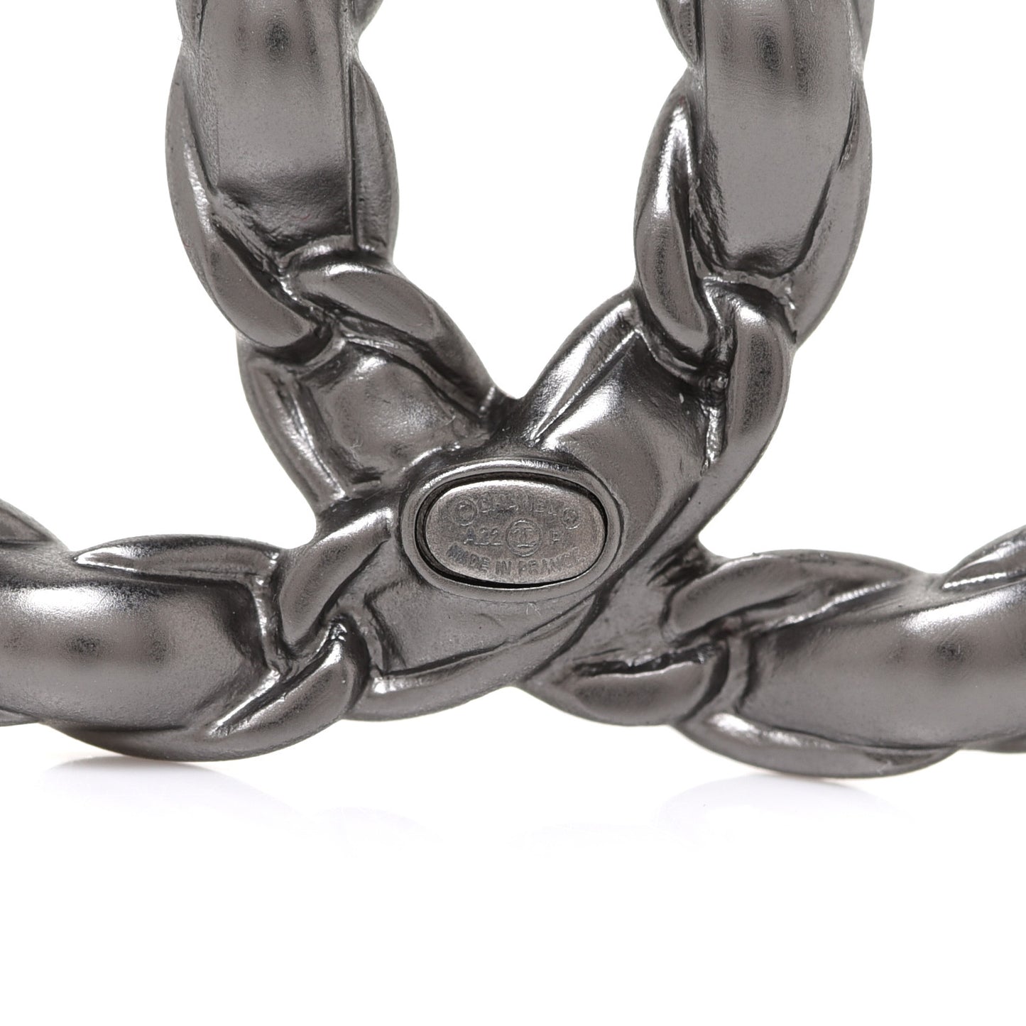Lambskin Chain CC Brooch Ruthenium White
