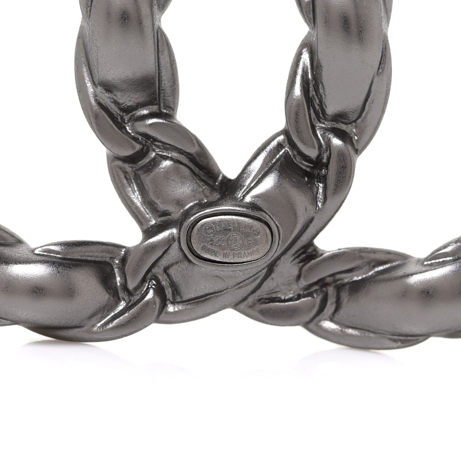 Chanel Lambskin Chain CC Brooch Ruthenium White 4 of 5