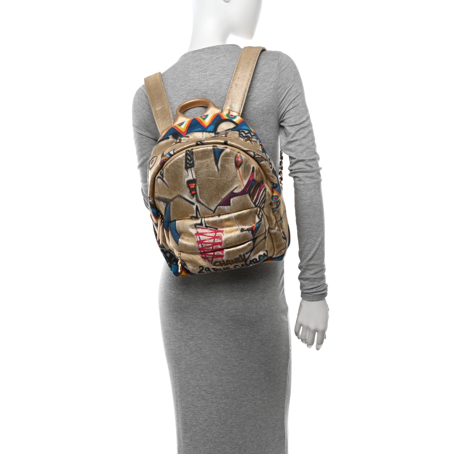 Graffiti Printed Canvas Street Spirit Backpack Multicolor