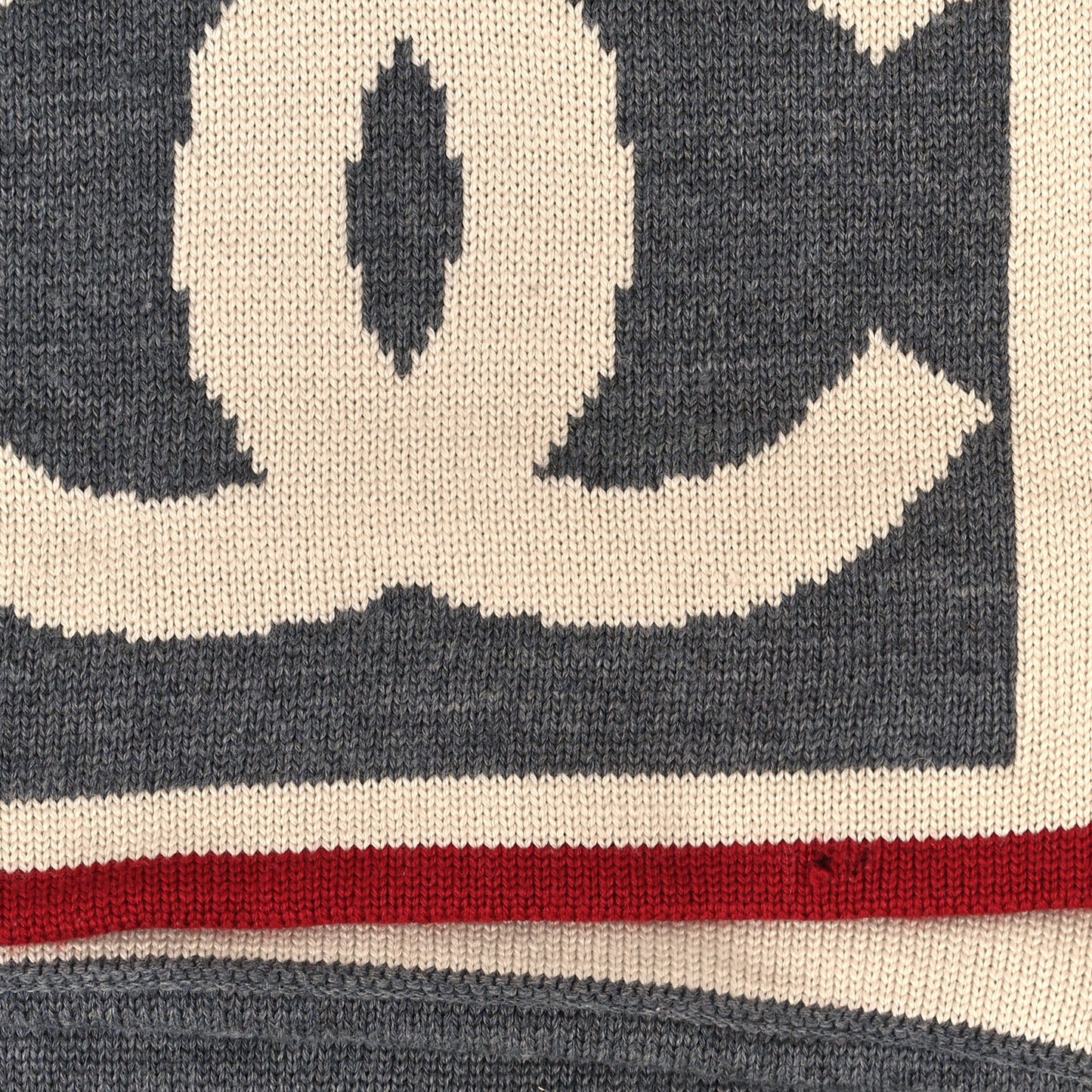 Cashmere Wool Silk CC Scarf Grey White Red