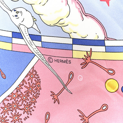 Hermes Silk Flagship Scarf 90 Rose Bonbon Bleu Multicolor 4 of 5