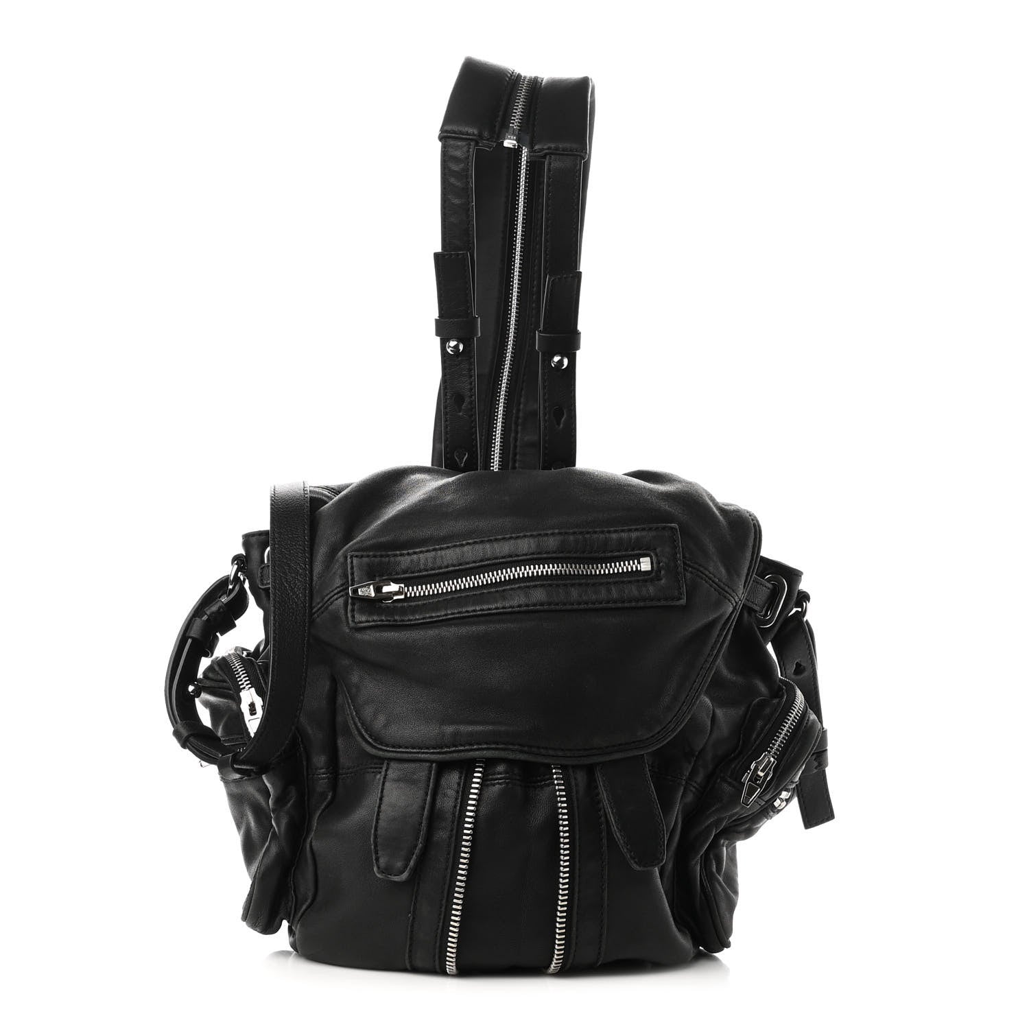Alexander Wang Lambskin Marti Backpack Bag Washed Black Rhodium Hardware 1 of 8