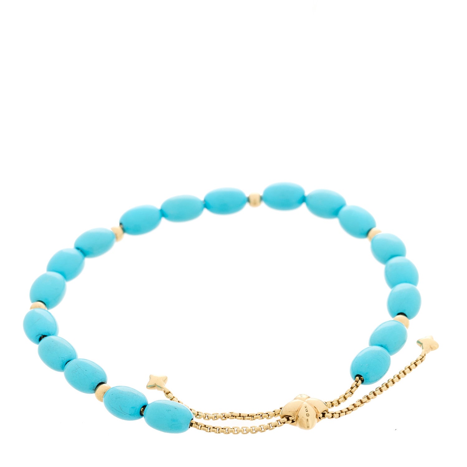 David Yurman 18K Yellow Gold Turquoise Bijoux Spiritual Beads Bracelet 2 of 3