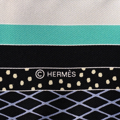 Hermes Silk Twilly Grand Theatre Nouveau Black Bleu Vert 7 of 8