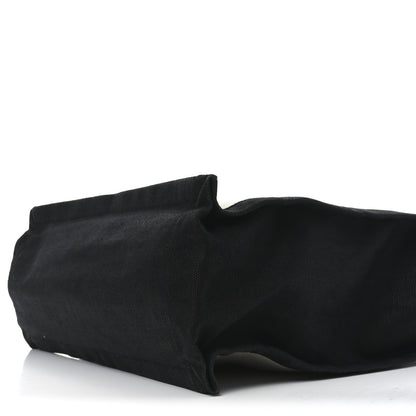 Saint Laurent Linen Calfskin Rive Gauche North South Tote White Black 9 of 9