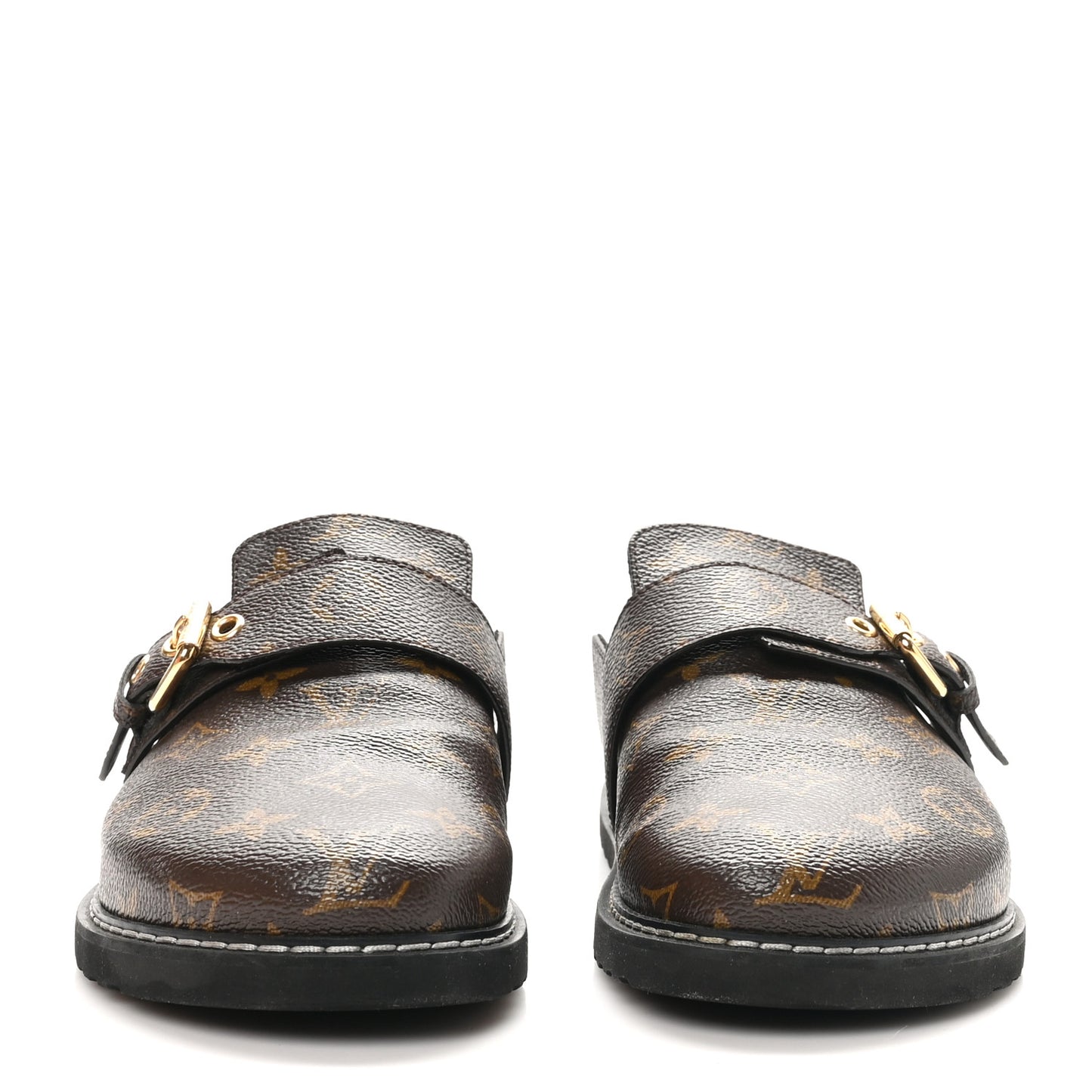 Patent Monogram Womens Cosy Flat Comfort Clog Mules 38 Brown