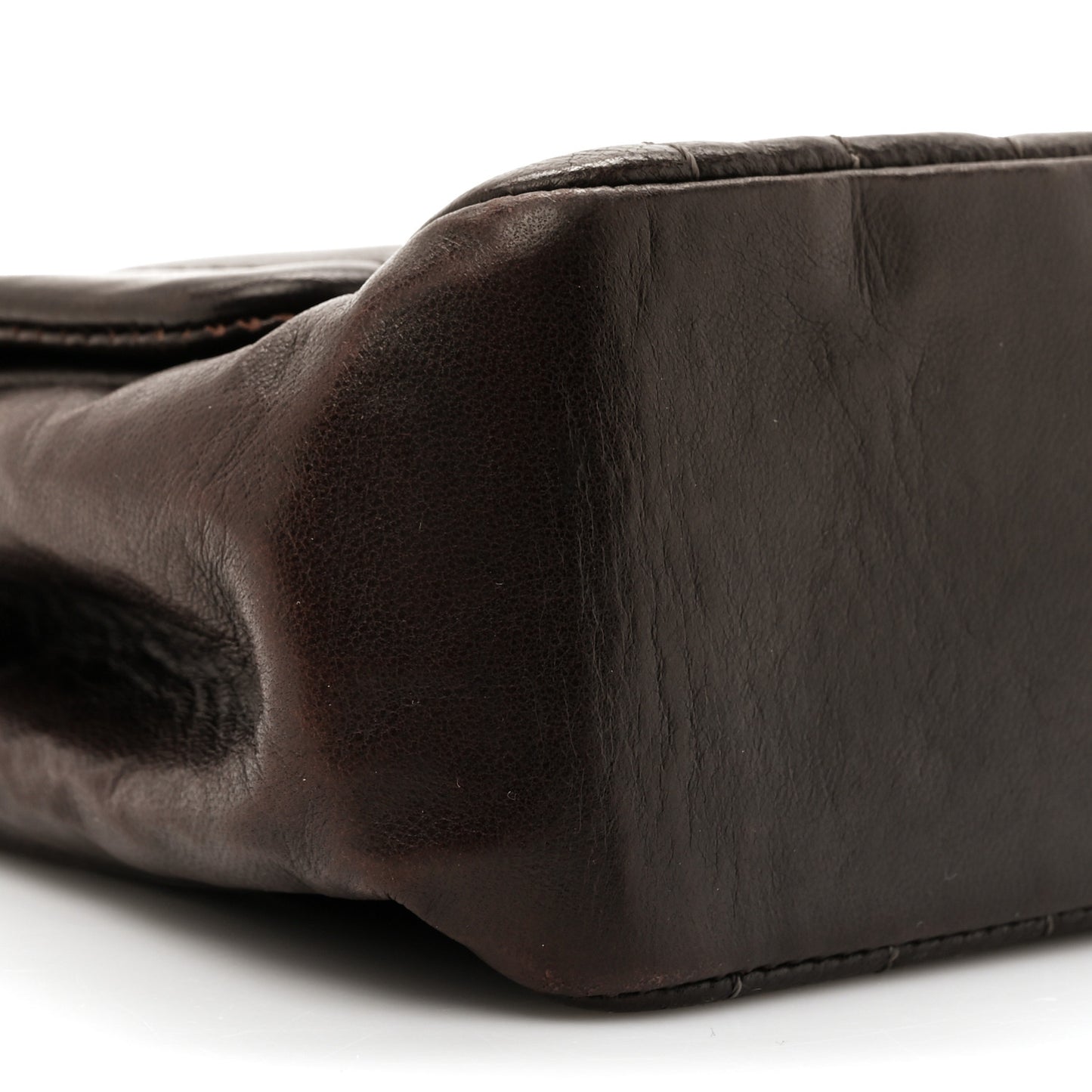 Lambskin Vertical Quilted Medium Single Flap Brown