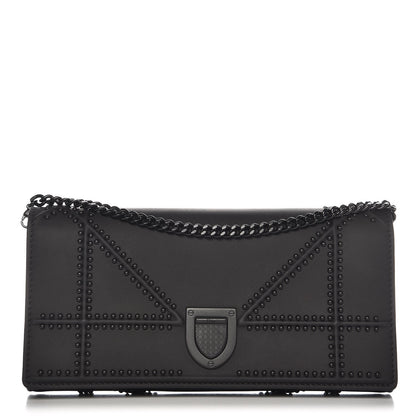 Christian Dior Ultra Matte Calfskin Studded Diorama Croisiere Chain Wallet Black 1 of 7