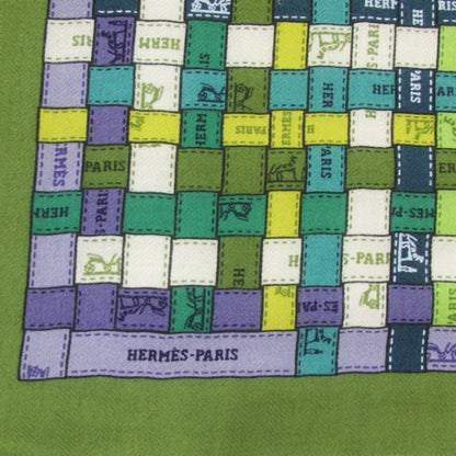 Hermes Cashmere Silk Bolduc Au Carre Scarf 90 Olive 4 of 7