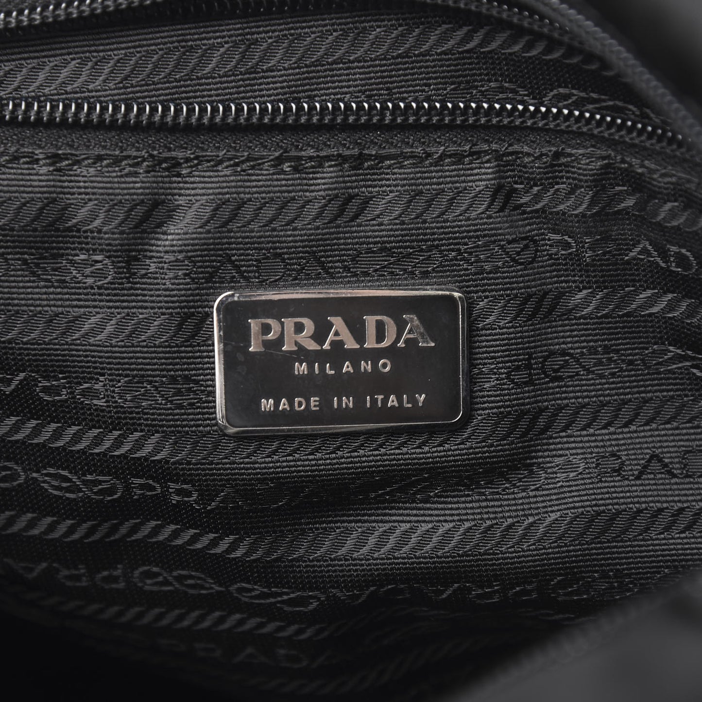 Tessuto Nylon Calfskin Chain Tote Black