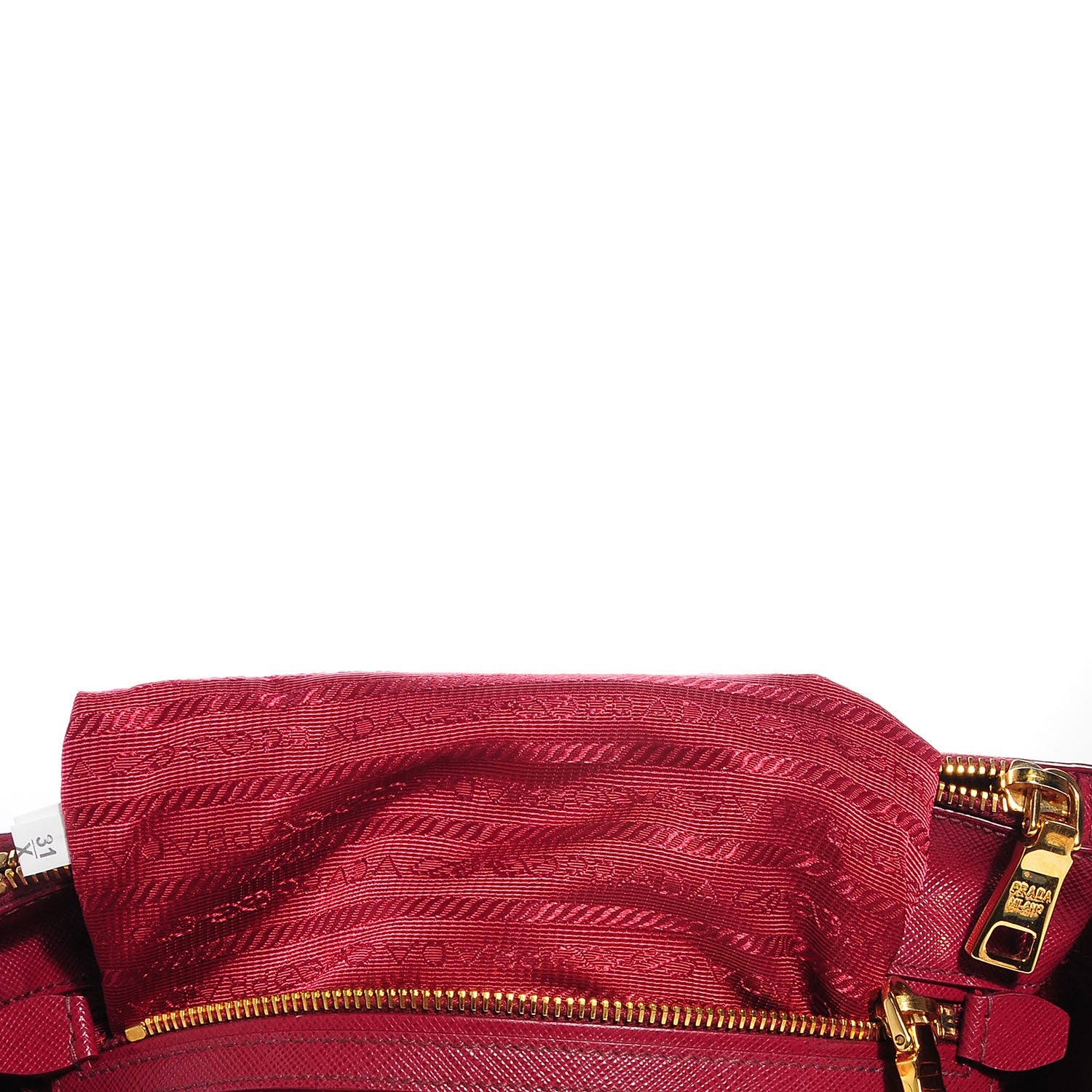 Prada Saffiano Lux Mini Double Zip Tote Cherry 7 of 13