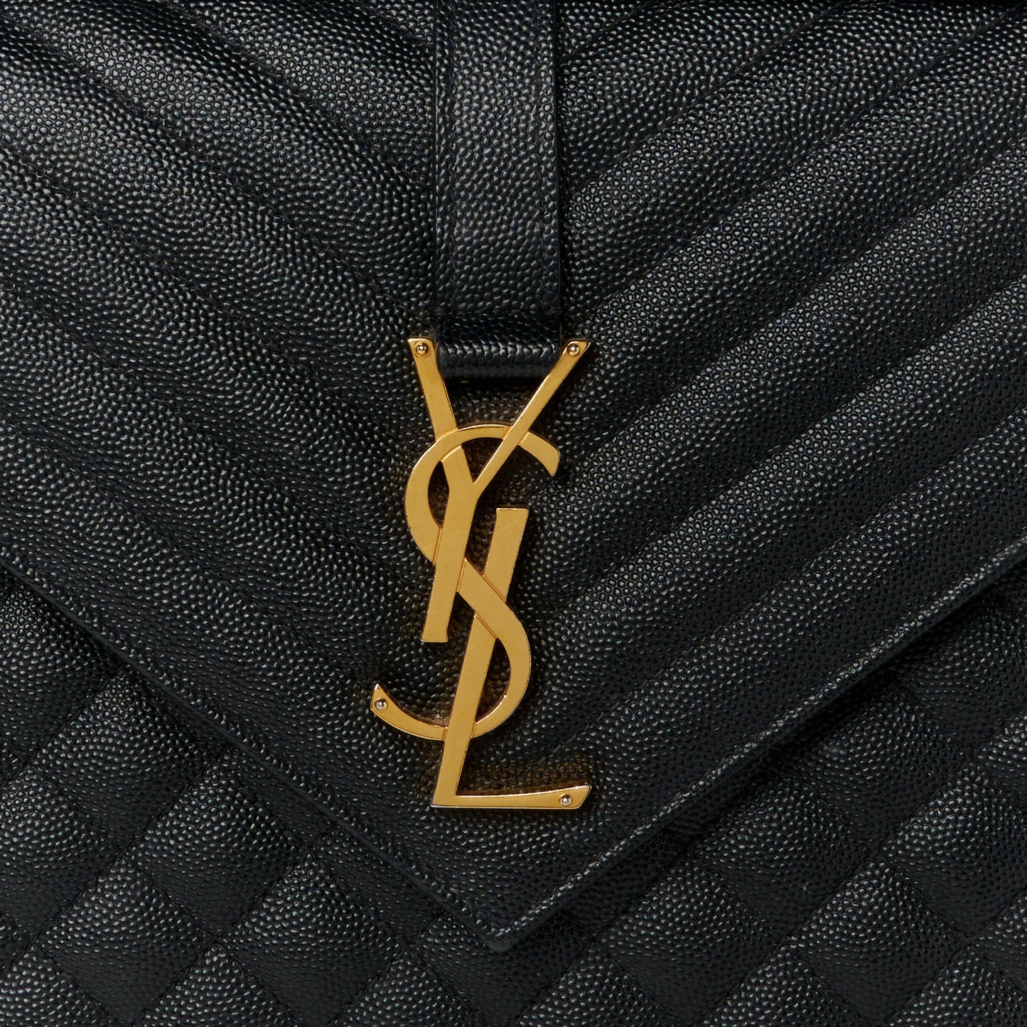 Grain De Poudre Textured Mixed Matelasse Large Triquilt Monogram Satchel Black