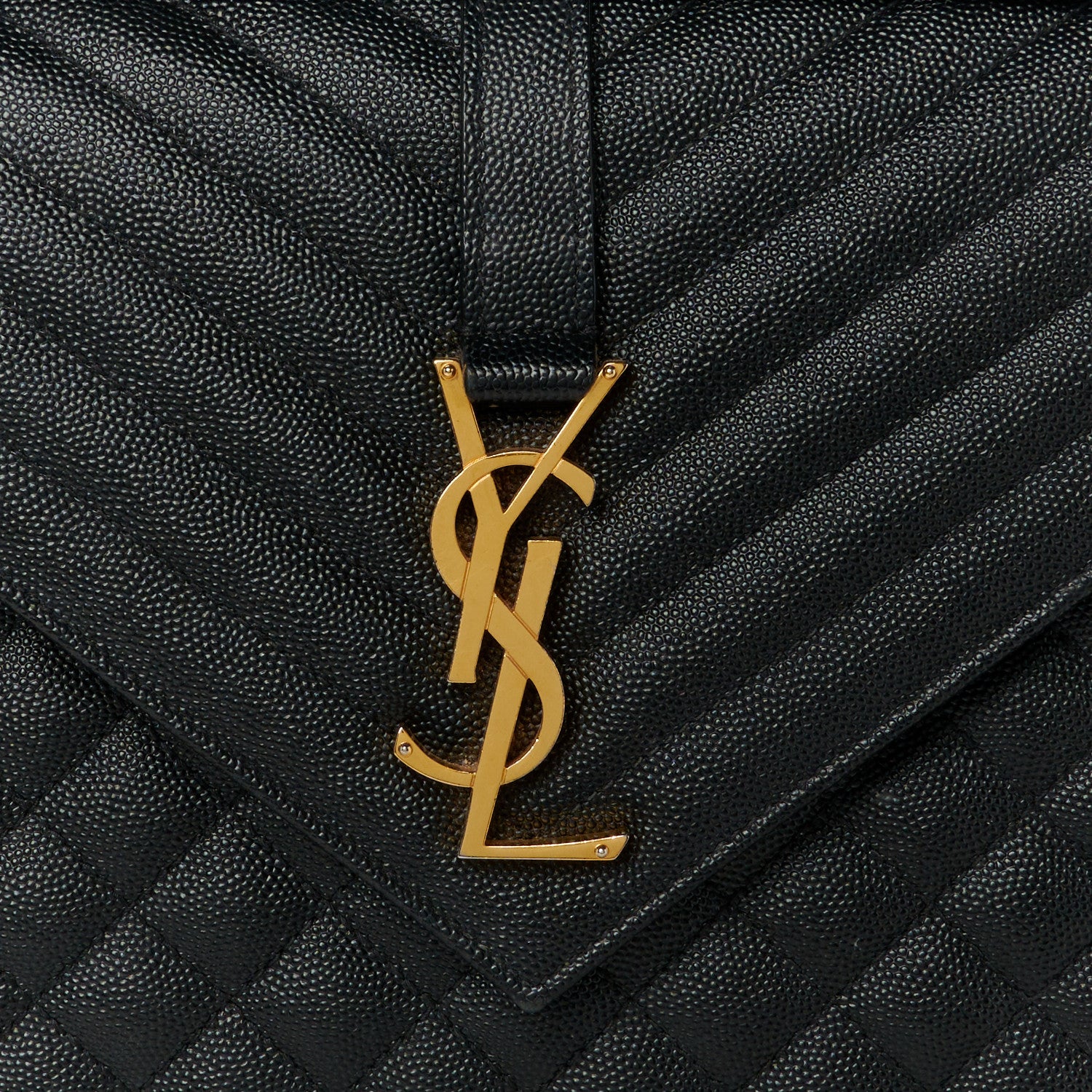 Saint Laurent Grain De Poudre Textured Mixed Matelasse Large Triquilt Monogram Satchel Black 9 of 11
