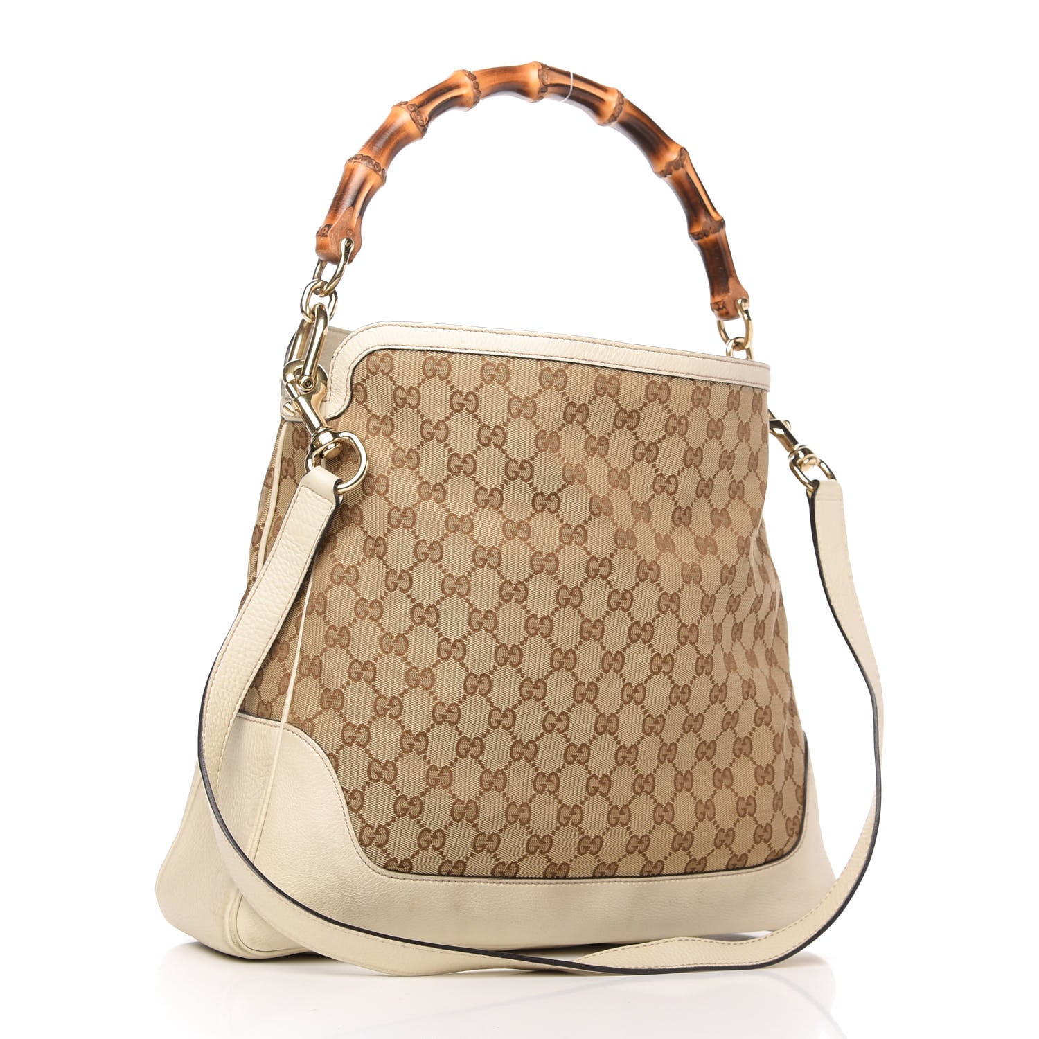 Gucci Monogram Medium Diana Bamboo Shoulder Bag Off White 3 of 10