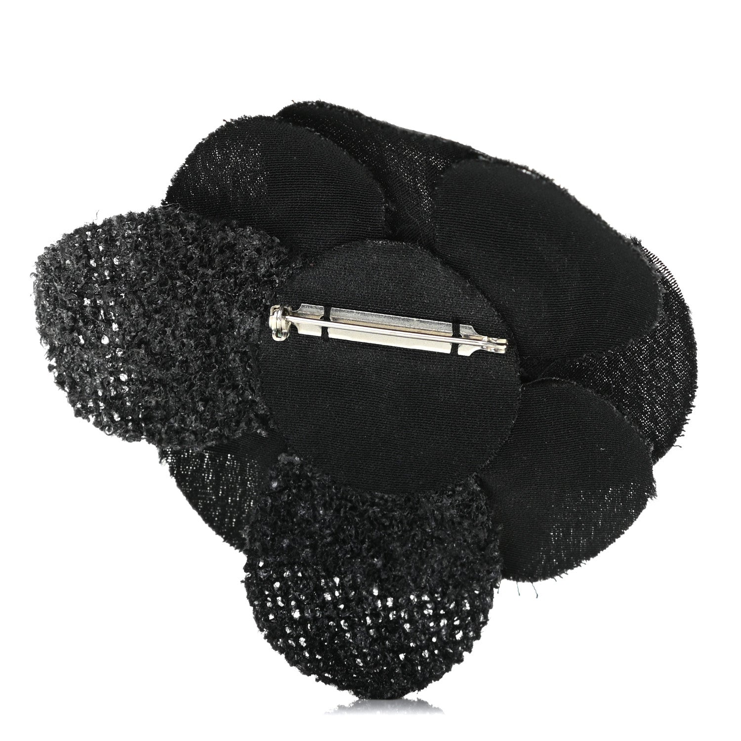 Chanel Tweed Camellia Pin Brooch Black 4 of 6