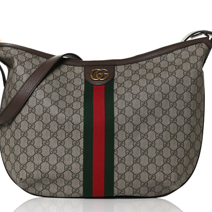 Gucci GG Supreme Monogram Web Ophidia Half Moon Hobo Brown 9 of 15