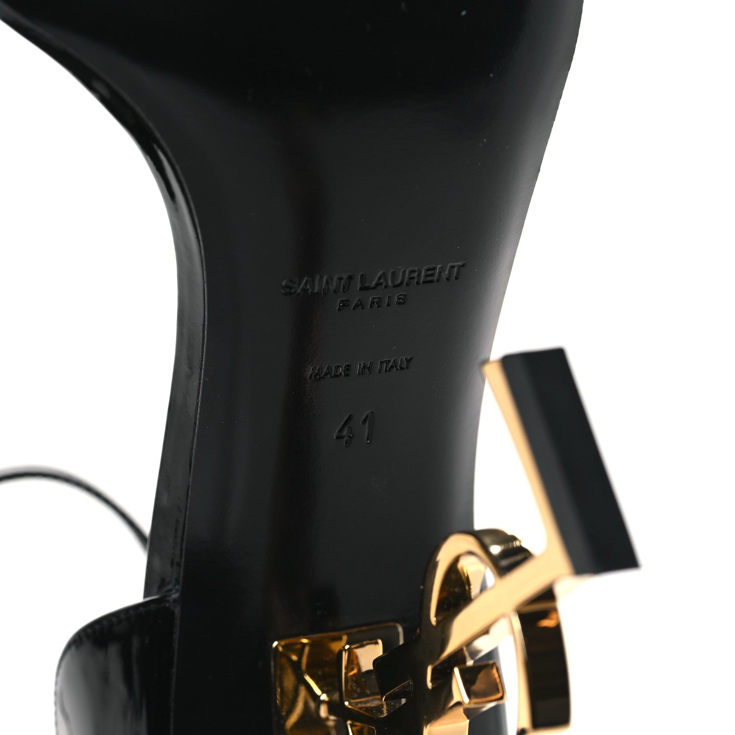 Saint Laurent Patent Calfskin Opyum 110 Sandals 41 Black Gold 7 of 9