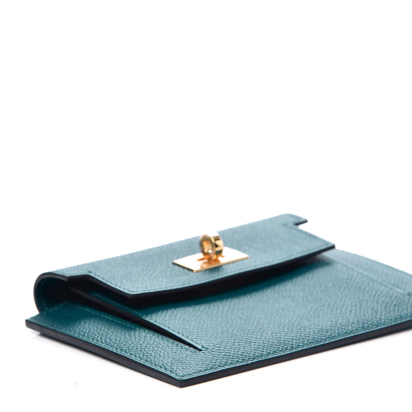 Epsom Kelly Pocket Compact Wallet Vert Bosphore