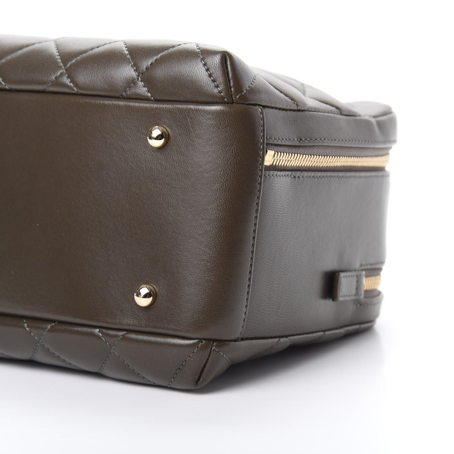 Lambskin Quilted Medium Trendy CC Bowling Bag Dark Khaki