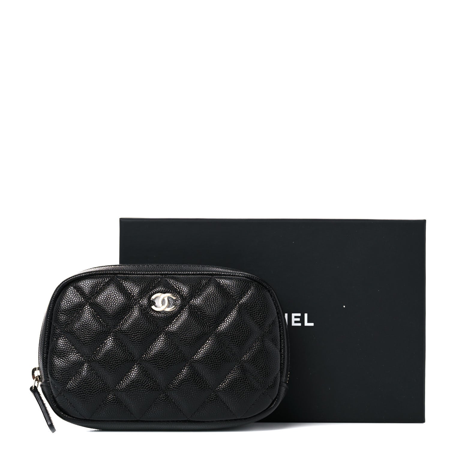 Chanel Caviar Quilted Small Curvy Pouch Cosmetic Case Black 10 of 10