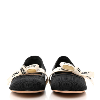 Christian Dior Fabric Ribbon Embroidered J'Adior Ballet Flats 39.5 Black 2 of 9