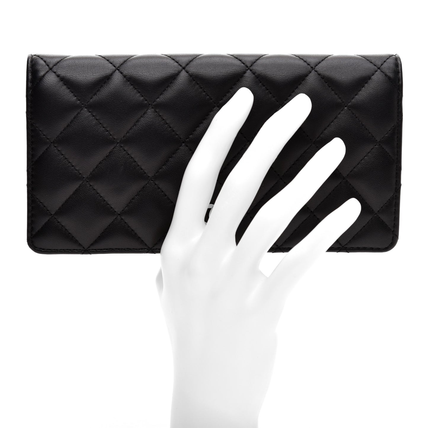 Lambskin Quilted Yen Wallet Black