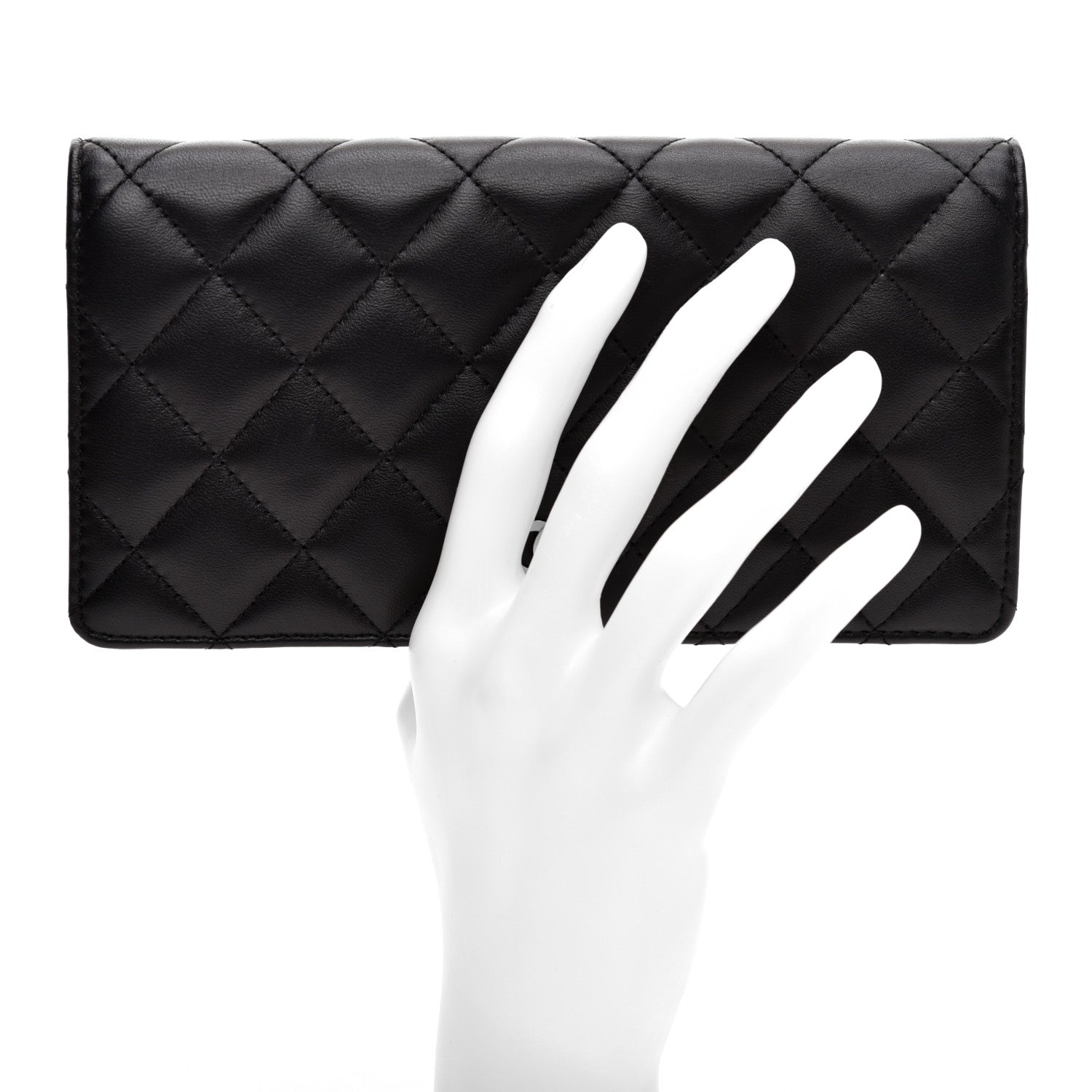 Chanel Lambskin Quilted Yen Wallet Black 2 of 8