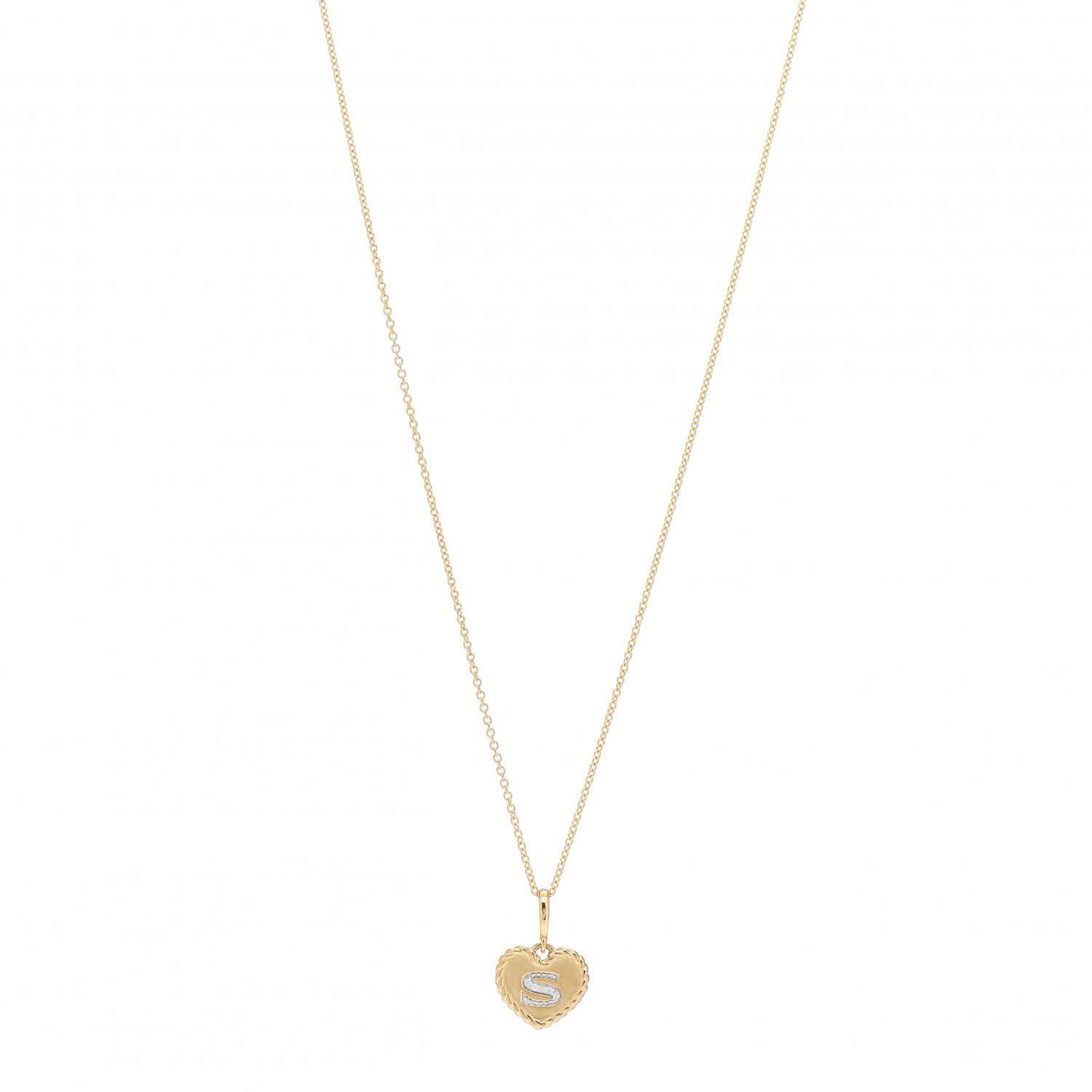 David Yurman 18K Yellow Gold Diamond Initial S Charm Necklace 1 of 5