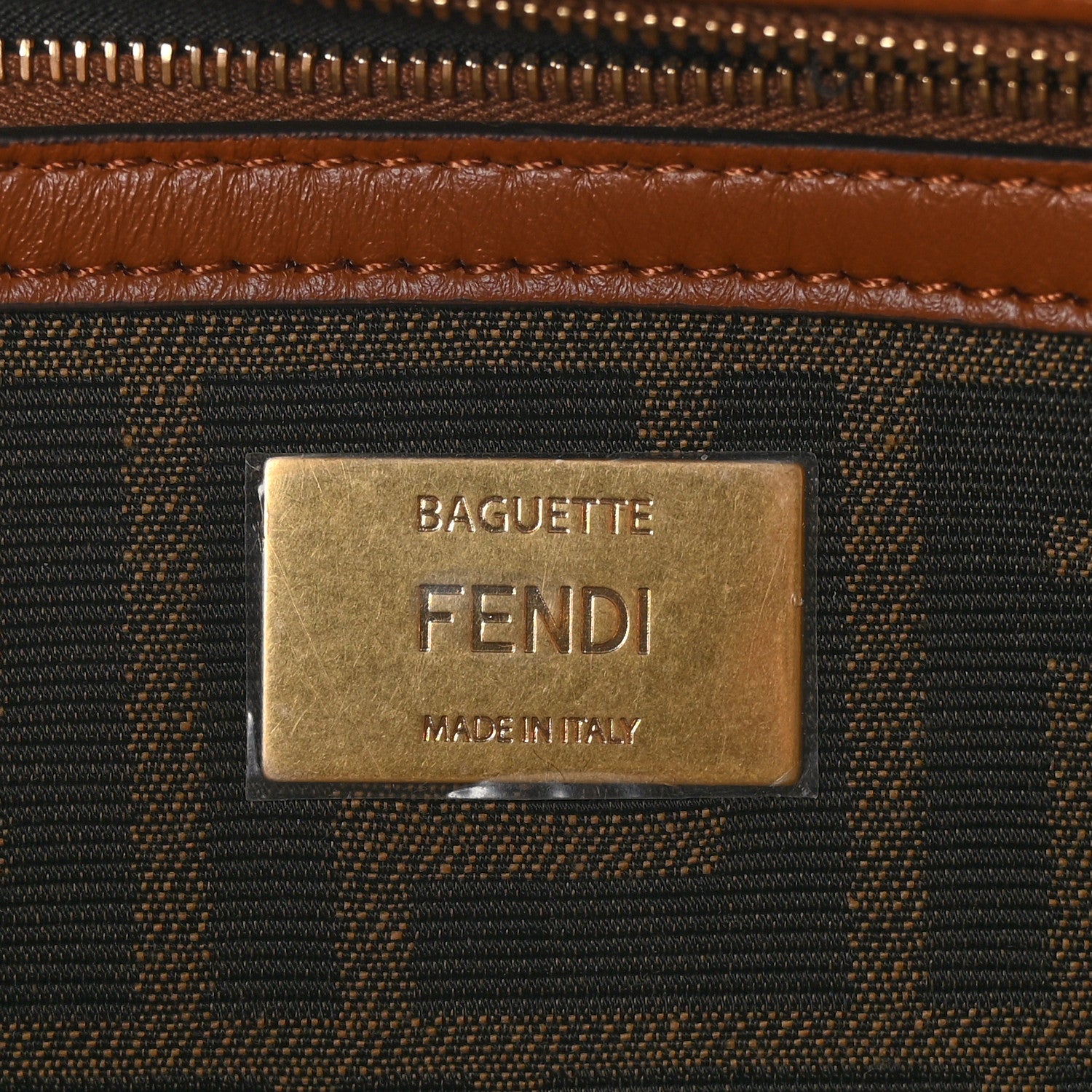 Fendi Shearling Lambskin Midi Chain Baguette Caramello 6 of 10
