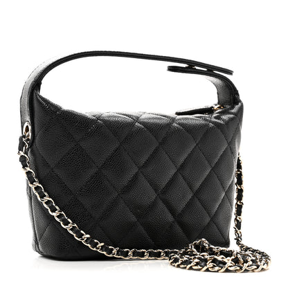 Chanel Caviar Quilted Hobo Clutch With Chain Black 3 of 11