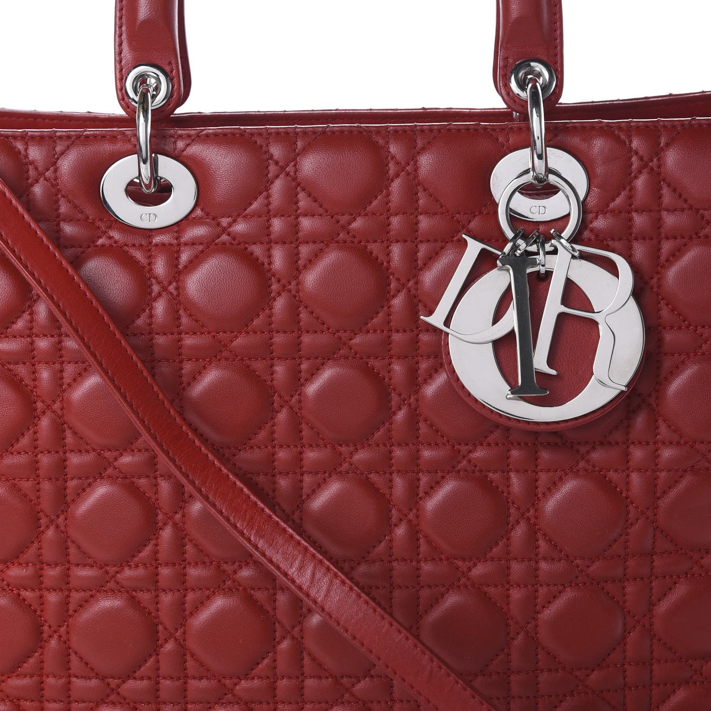Lambskin Cannage Large Lady Dior Red