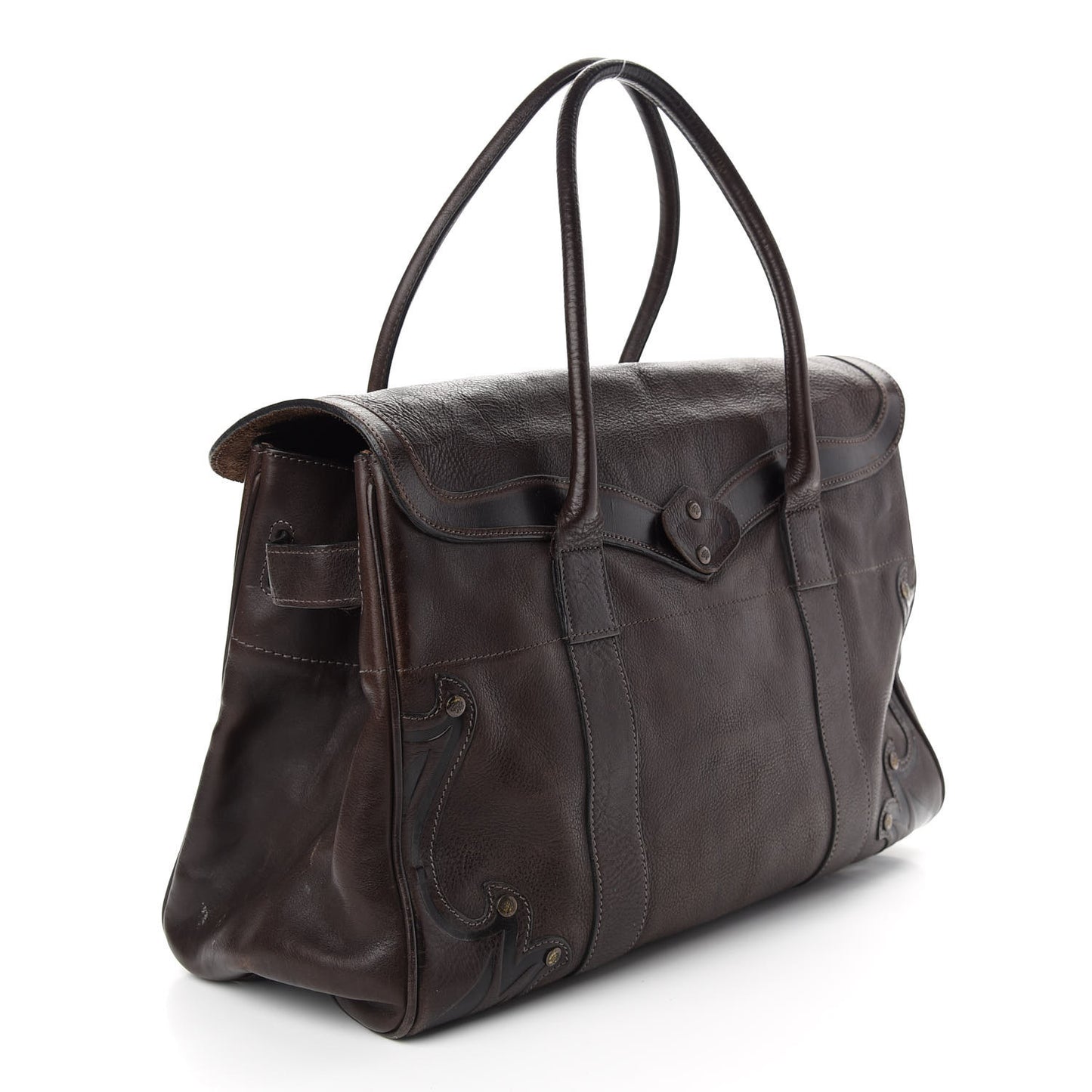 Grained Calfskin Tooled Darwin Bayswater Chocolate