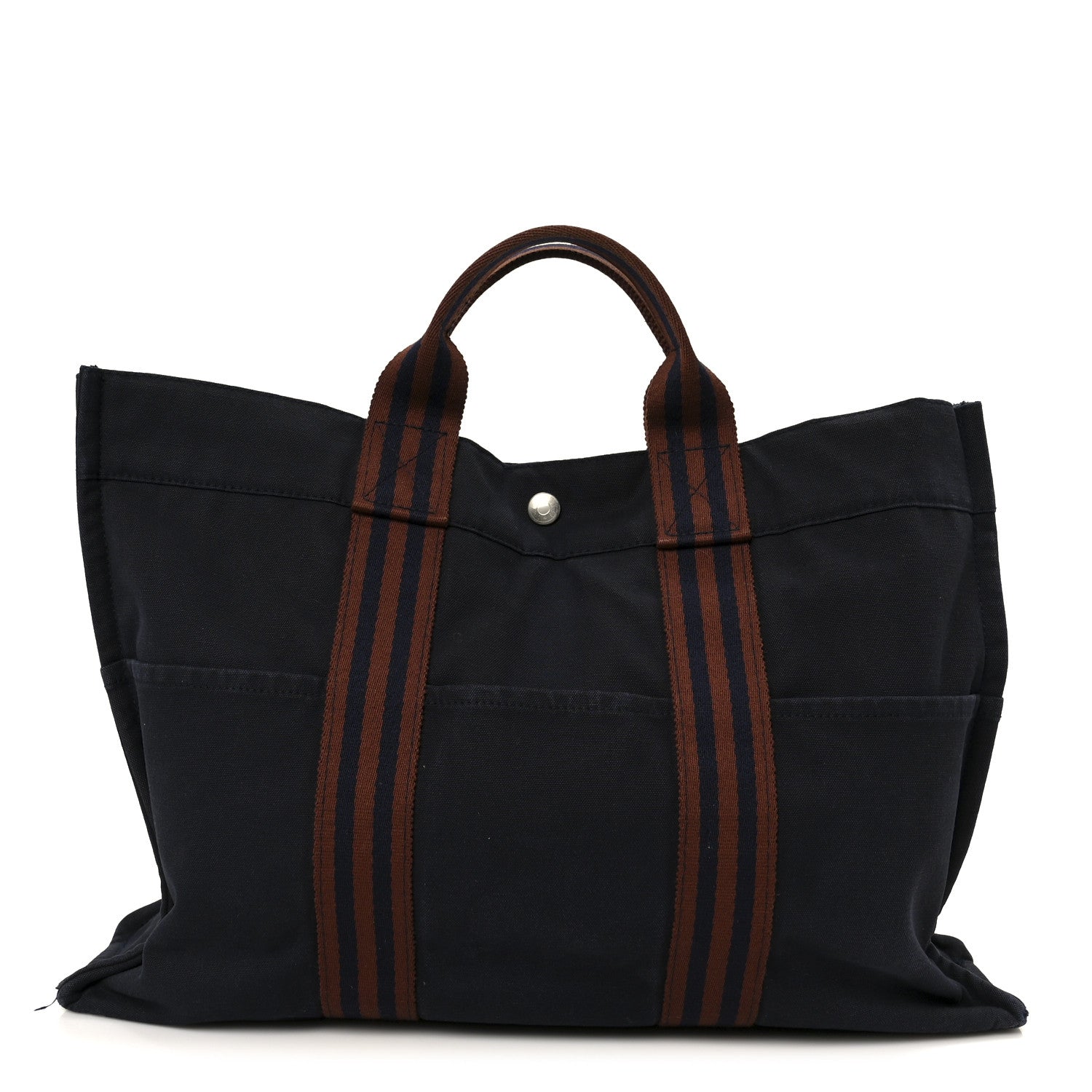Hermes Canvas Herline Tote MM Navy 1 of 12