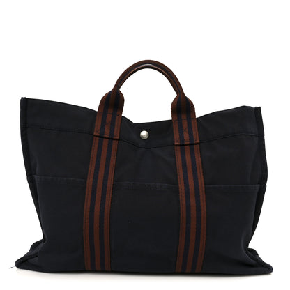Hermes Canvas Herline Tote MM Navy 1 of 12