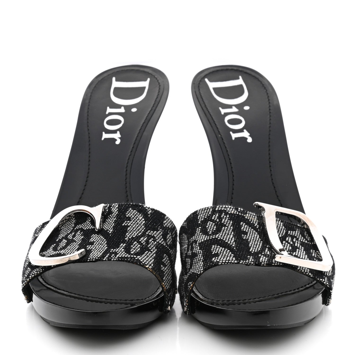 Christian Dior Canvas Monogram Sandals 37.5 Black 2 of 8